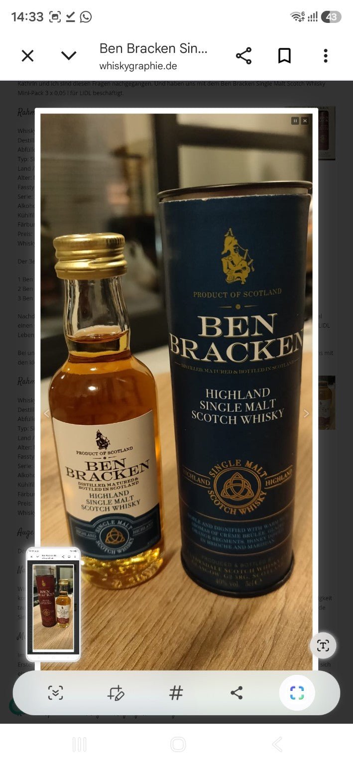 Ben Bracken Single Malt Mini-Pack – 3 × 0,05 l – 40 % Vol. - Ahr Valley Whisky Cask Selection