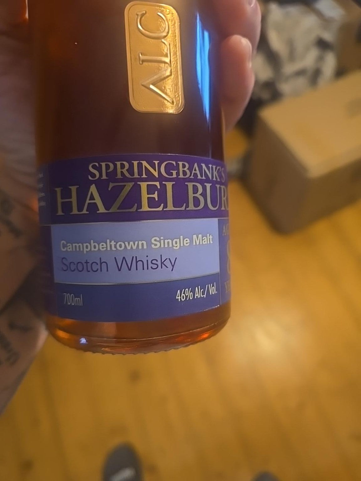 Hazelburn 8 Jahre The Alchemist 1998–2007, Originalflasche Etikett