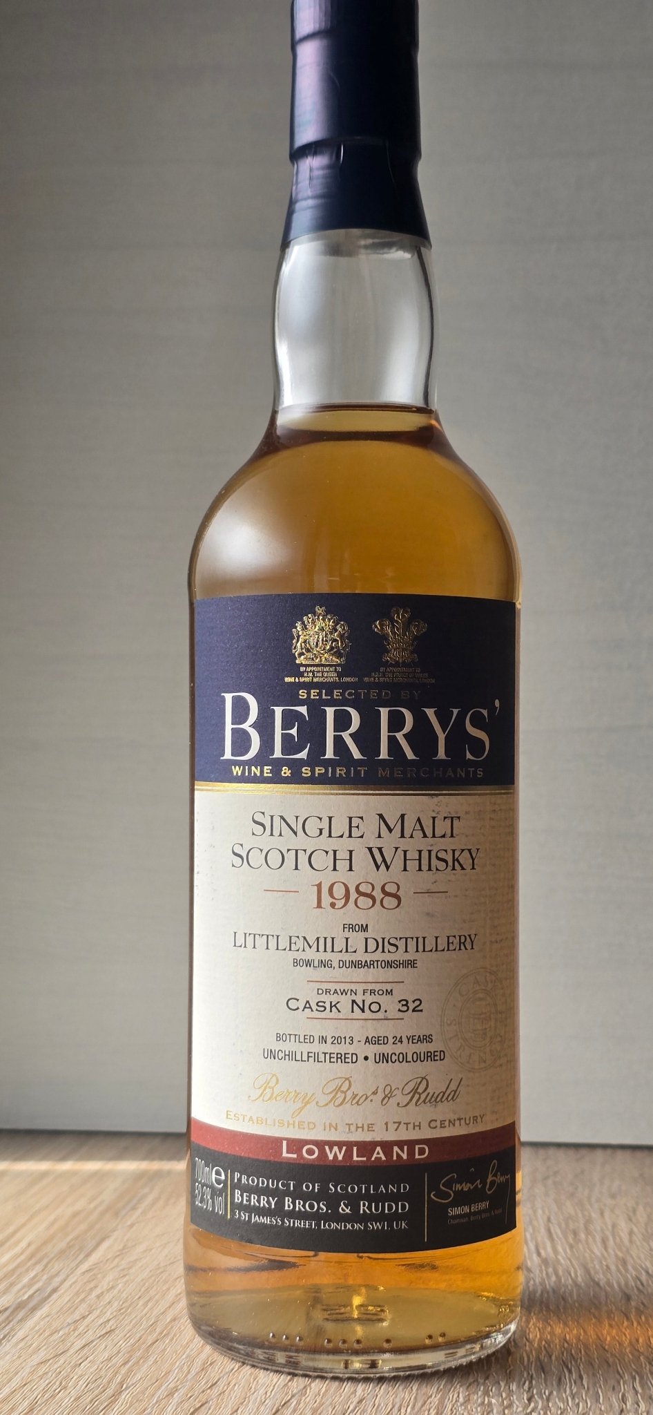 Littlemill 1988 Berry Bros. & Rudd – Single Cask 32 Lowland Single Malt Scotch Whisky - Ahr Valley Whisky Cask Selection